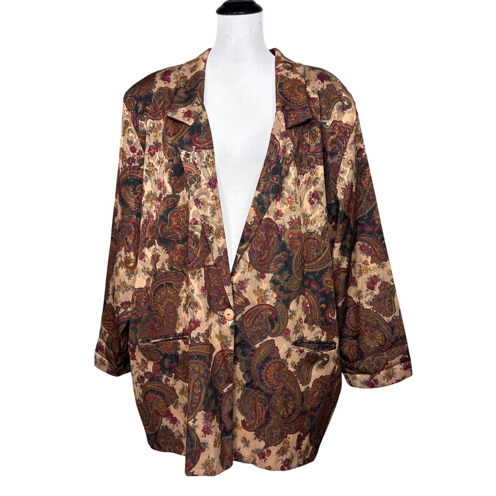 VTg Fitting Image Blazer Womens 24 Multicolor Paisley Floral Boho Eclectic USA